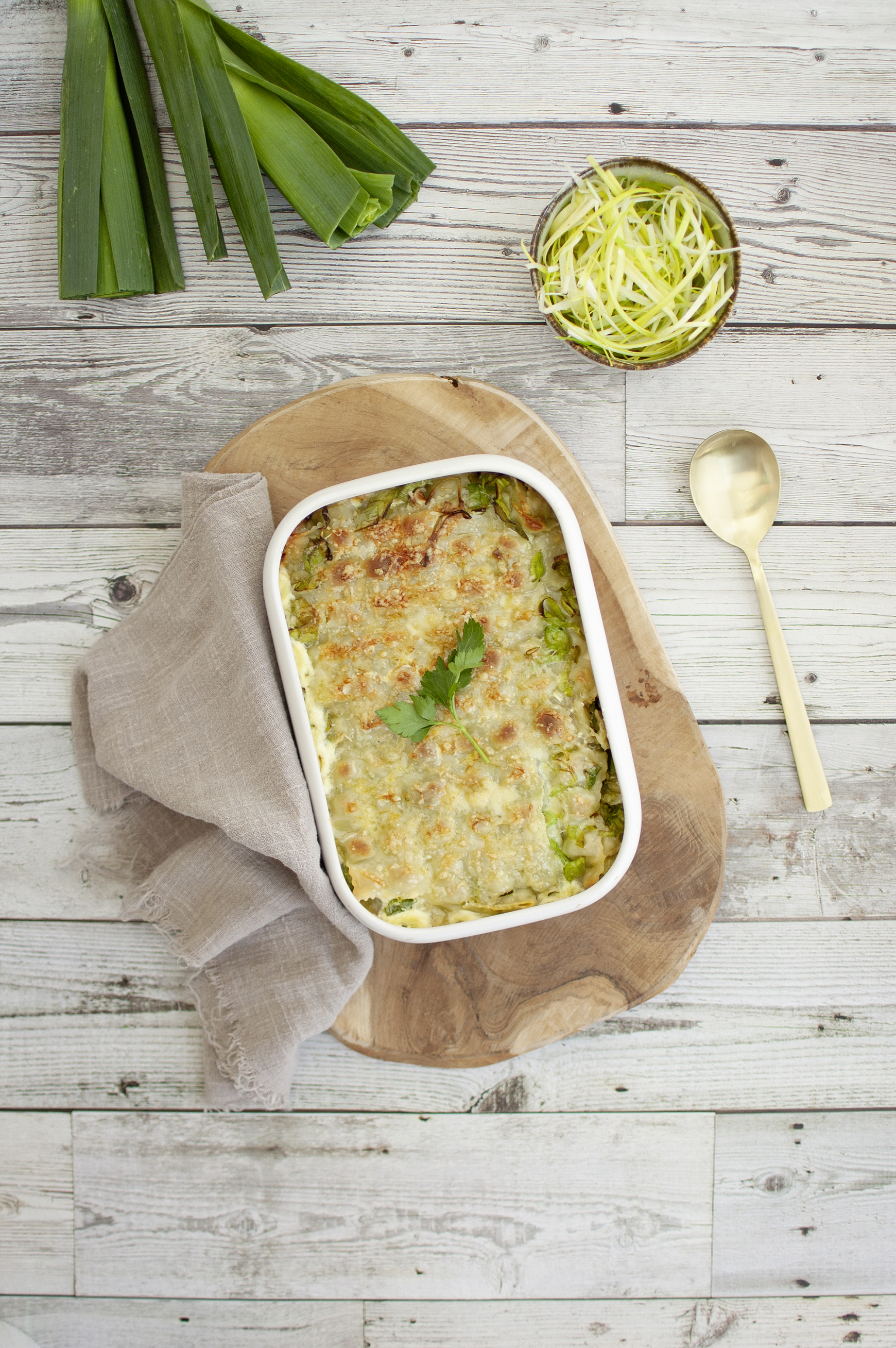 Gratin de ravioles aux poireaux